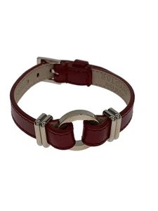 Bvlgari Bracelet Belt Tagged Leather Red Women Used - Picture 1 of 4