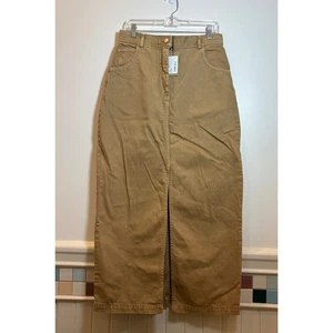 Gonna Rachel Comey Lunga Modesto Cammello Maxi Denim Twill Distress Dye Taglia 8 Nuova con etichette - Foto 1 di 10