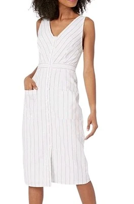 BB Dakota In The Swing Midi Dress Button Front Optic White 100% Cotton Size 10 - Image 1 of 4