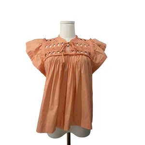Sea New York Coral Peach Flutter Sleeve Blouse Ruffles Size XS - Picture 1 of 9