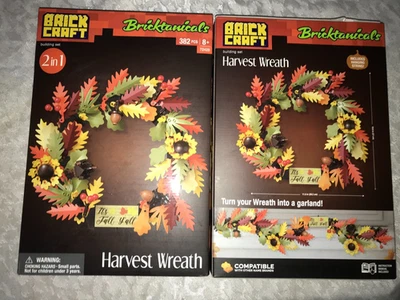 2 BRICKCRAFT Bricktanical THANKSGIVING HARVEST WREATH Fall/Autumn BUILDING SET - Image 1 of 4