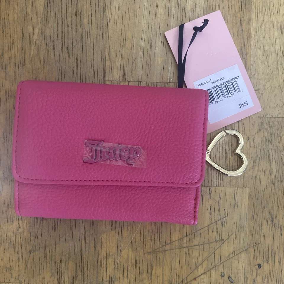 Cartera Juicy Couture Pink Flash Can’t Tame Her Doble Cara Triple Nueva con Etiquetas Foto 1 de 1