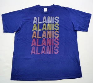 Alanis Morissette Spellout T-Shirt Erwachsene Größe 3XL marineblau EUC! - Bild 1 von 4