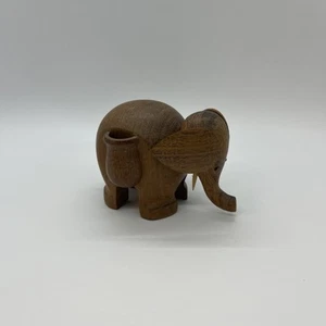 Soporte para palillo de dientes danés de mediados de siglo moderno de madera de teca elefante selecciones de cóctel MCM - Imagen 1 de 7