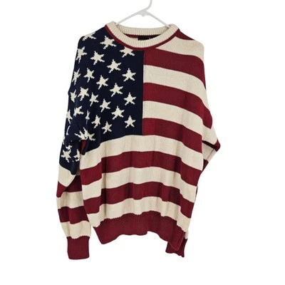 Vintage Structure American Flag Men's Sweater Crewneck Pullover Patriotic Size M - Image 1 of 4