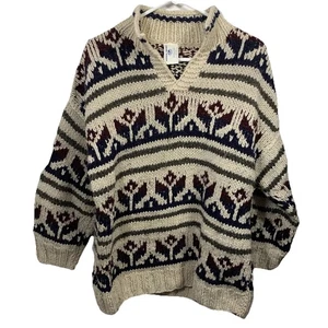 Suéter de Lana Venecia Imports Grueso Tulipanes Pescador Talla XL / 2XL Scandi Nordic - Imagen 1 de 11