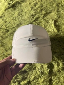 Vintage 90s Nike Cap Strap Back White Black Swoosh Logo Panel Athletic Hat!!!! - Bild 1 von 7