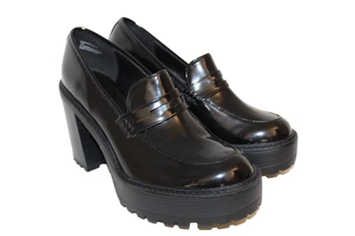 Madden Girl Kassidy Black Patent Platform Heel Penny Lug Loafers Womens Sz 11 M - Image 1 of 4