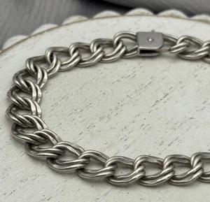 Retired James Avery 925 Double Curb Charm Bracelet 13.38G / 7.5in / 8mm - Picture 1 of 9