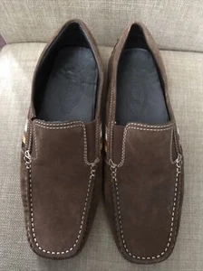 Tod's Suede Leather Drivers Size 7.5 (US) Brown With Side Stripes - Picture 1 of 7