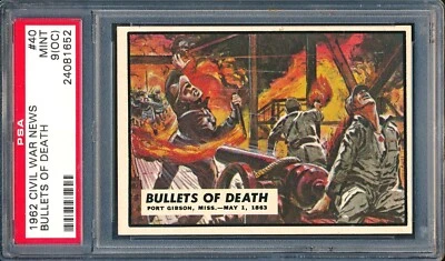 1962 Topps Civil War News #40: Bullets of Death ~ PSA 9 oc - Image 1 of 2