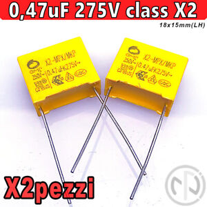 2X Condensatore 470nF polipropilene 0,47uf 275V classe X2