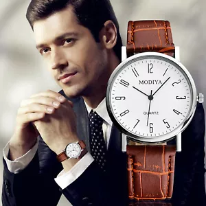 1MODIYA Hombres Relojes de Pulsera Reloj Caballeros Cuero Analógico Cuarzo Trabajo Moda Regalo - Imagen 1 de 19