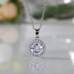 Women's Necklace Pendant Silver 925 Silver Plated Zirconia S384 - Picture 1 of 5