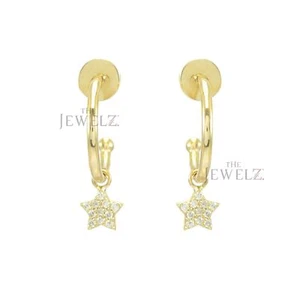 14K Gold 0,20 ct VS/F-G Diamant Stern Design Ohrhänger Creolen - The Jewelz - Bild 1 von 4