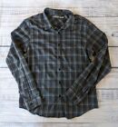 Icebreaker Merino Wool Men's Flannel Shirt Gray Plaid Window Pane Size L