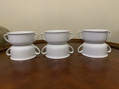 Conjunto de 6 tigelas de sopa Williams Sonoma essencial creme branco 5,25 x 2,5" alça dupla - Imagem 1 de 4