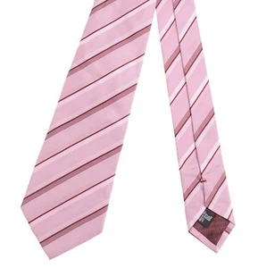 Giorgio Armani Made in ITALY Nude Woven Maroon Repp Stripe 100% Silk Tie - Picture 1 of 5
