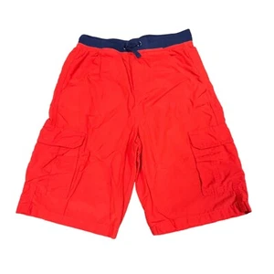 JK Boys Red Cargo Shorts Large Pockets Drawstring Casual Elastic Waist - Picture 1 of 12