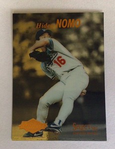 HIDEO NOMO 1995 CERTIFIED EDITION BASEBALL MIRROR GOLD PARALLEL ROOKIE CARD #98
