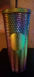 STARBUCKS OIL SLICK IRIDESCENT RAINBOW GRADIENT RARE STUDDED TUMBLER 24 OZ - Picture 1 of 13