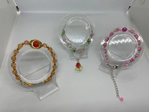 Lot of 3 Glass Bead Bracelets Jewelry Holiday Blue Red - Picture 1 of 6