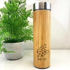 Engraved Insulated Travel Flask NINE-TEA Design 90th Birthday Gift Mum, Grandma - Picture 1 of 22