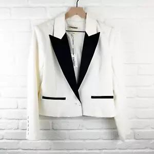 L'Agence Scarlet Colorblock Crop Smoking Blazer Off-White & Black Satin Size 10 - Bild 1 von 10