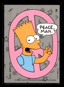PEACE MAN Bart Simpson 1990 Topps The Simpsons Sticker #3 C1 - Picture 1 of 2