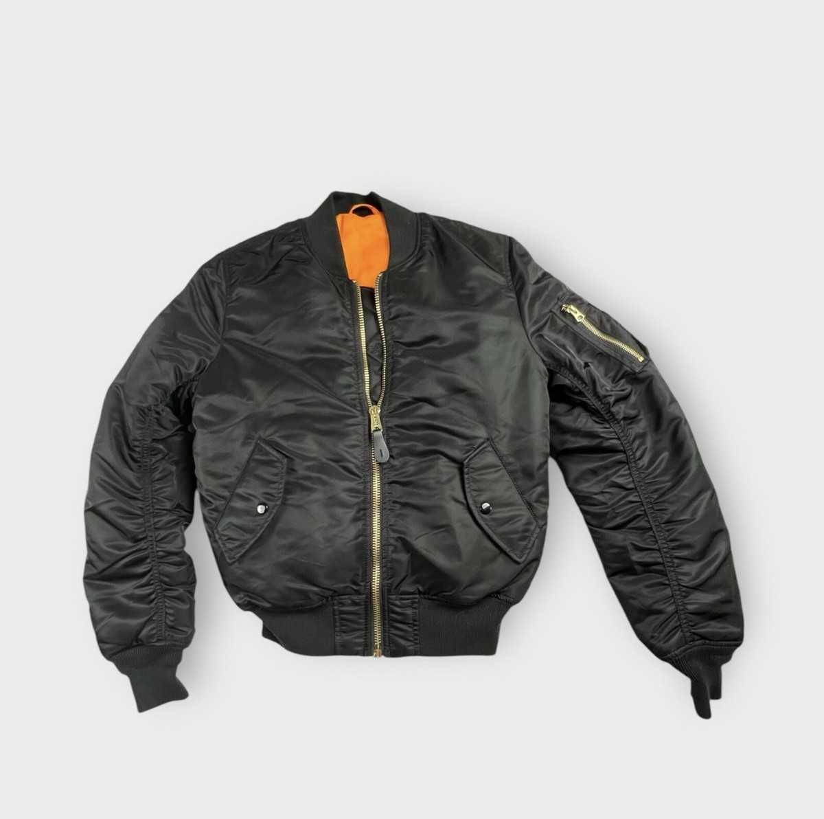 美品 極希少✨80s ALPHA MA-1 flight jacket USA製 希少カラー☆80s USA製 ALPHA MA-1 ブラック L C935 希少カラー☆80s