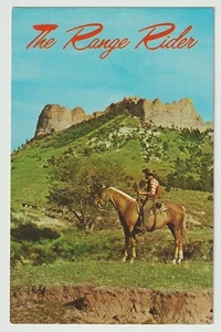 Postal sin usar The Range Rider vaquero moderno montando a caballo revisando su rebaño - Imagen 1 de 2