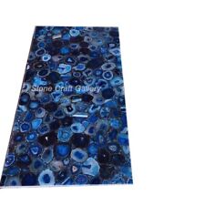 48" x 24" Blue Agate Coffee Table / Counter Top Handmade Home Office decor