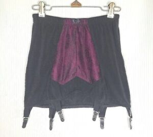 WHAT KATIE DID Long Girdle Pinup Black Lace Red Pink Stretch Mesh US8 Repro Vtg