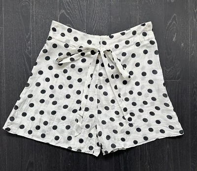 Pantalones Cortos PAPER London Lunares 100% Seda Ligeramente Transparentes Con Cordón Talla 4UK Foto 1 de 4