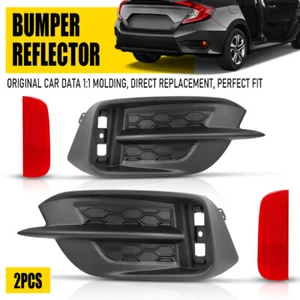 Pair Rear Bumper Reflector Light For 16-21 10th Gen Honda Civic Sedan or Coupe - Picture 1 of 15