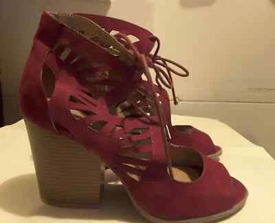 Charlotte Russe каблуки ржавчины вырез с ремешками галстук спереди с открытым носком туфли женский размер 8 - Изображение 1 из 4