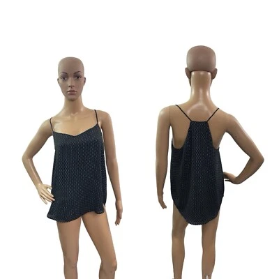 Blusa Ann Taylor Loft para mujer talla pequeña sin mangas negra blanca con estampado circular  Foto 1 de 4