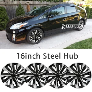 Set of 4 16" Black Wheel Covers Snap On Full Hub Caps For Toyota Prius 2012-2015 - Picture 1 of 10