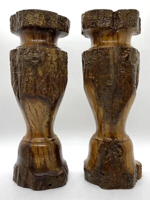 Лот из 2 деревенских деревянных бревенчатых держателей для свечей декор кабины деревенский большой 12 дюймов - Изображение 1 из 4