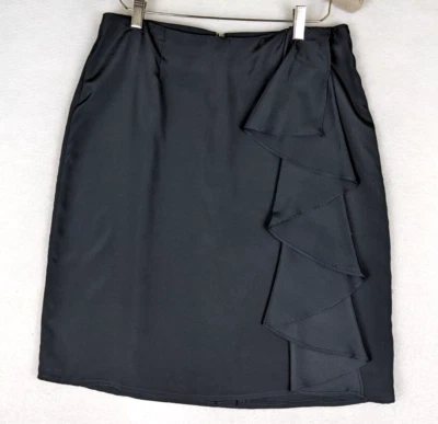 MERONA - FALDA LÁPIZ MUJER NEGRA - VOLANTES - TEXTURA SEDOSA - TALLA 8 Foto 1 de 4