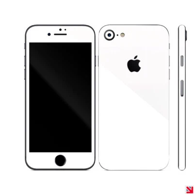 Calcomanía de recubrimiento BLANCA Brillo iPhone 7 Vinilo Pegatina Protectora Envoltura Foto 1 de 2