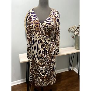 TAHARI Leopard Print Tie Around Dress, Women's 18W