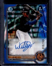 2022 Bowman Chrome Willy Fanas Blue Raywave Refractor 1st Prospect Auto #10/150