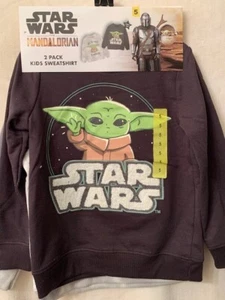 Star Wars The Mandalorian 2 Pack Kids Long Sleeve Sweatshirt Size 5 NWT Grogu - Picture 1 of 6