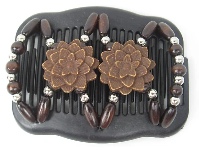 Заколка для волос крылья ангела 4x3,5 дюйма африканская бабочка, двойная расческа. Цветочные деревянные бусины - Изображение 1 из 4