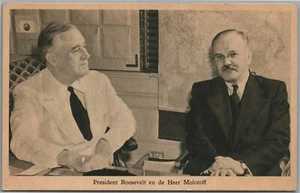 POSTAL DE COLECCIÓN DEL PRESIDENTE ROOSEVELT Y DEL MINISTRO DE ASUNTOS EXTERIORES DE RUSIA MOLOTOV - Imagen 1 de 2
