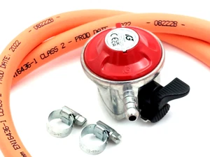 IGT - GLP 27 mm propano 37 mbar regulador de clip con tubo de manguera de 1 metro y 2 clips - Imagen 1 de 10