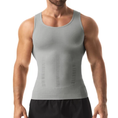 Para Hombres Adelgazante Body Modelador Vientre Pecho Compresión Chaleco Faja Camiseta Camiseta Camiseta sin Mangas Foto 1 de 4