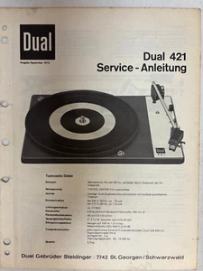 Doppio Manuale di Servizio Manuale Riparazione Schema Giradischi 421 - Foto 1 di 1