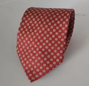 Red Gold Square Silk Tie Daniel Hechter Made In Italy - Picture 1 of 6
